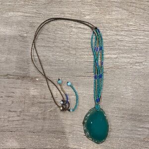 Anthropologie Teal and Blue Beaded Necklace